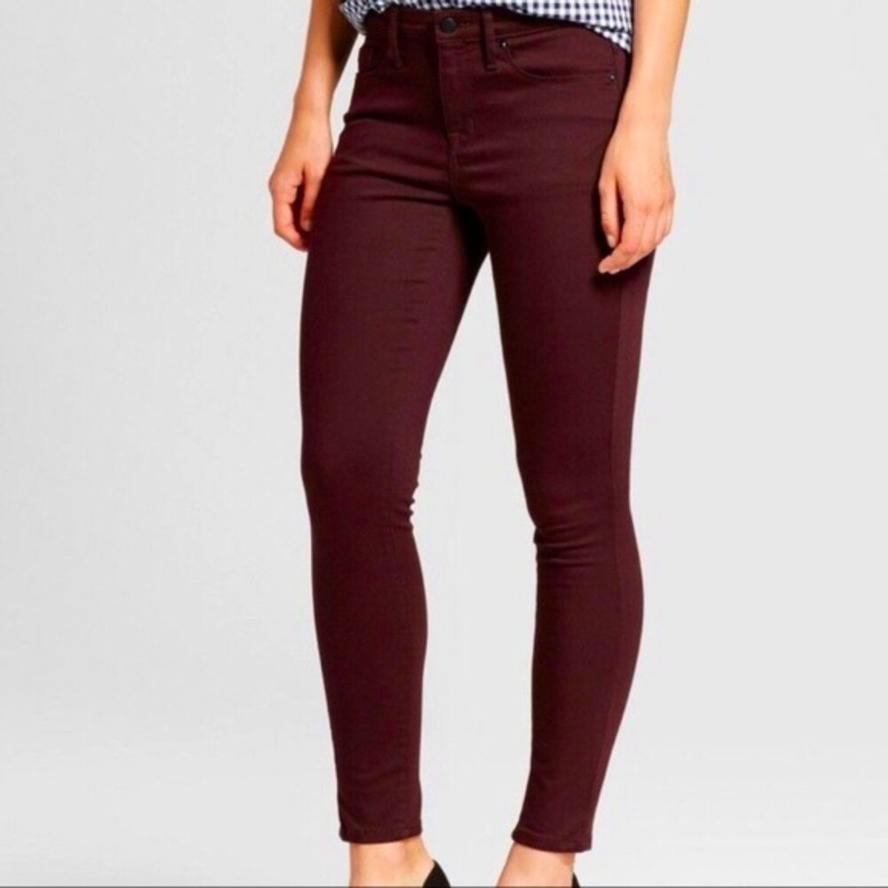 Mossimo Denim Maroon High‎ Rise Skinny Jeans